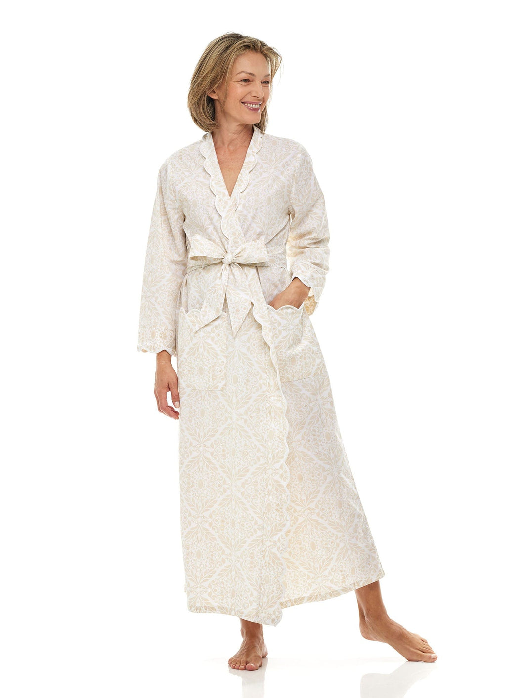 Beige Filigree Classic Robe