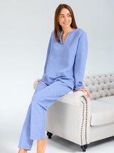 Load image into Gallery viewer, Blue V-Neck Quilted Loungewear Set