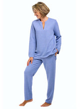 Load image into Gallery viewer, Blue V-Neck Quilted Loungewear Set