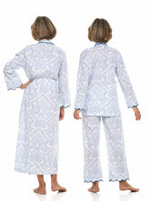 Load image into Gallery viewer, Blue Paisley Bundle: Classic Robe + Pajamas
