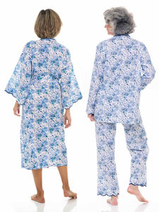 Blue Floral Bundle: Kimono Robe + Pajamas