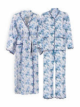 Load image into Gallery viewer, Blue Floral Bundle: Kimono Robe + Pajamas