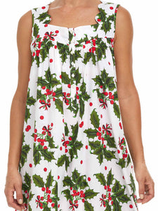 Holiday Print Gathered Nightgown