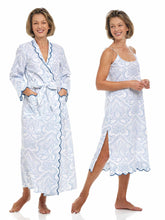 Load image into Gallery viewer, Blue Paisley Bundle: Classic Robe + Slip Nightgown
