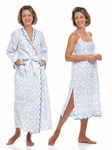 Blue Paisley Bundle: Classic Robe + Slip Nightgown