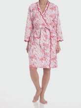 Load and play video in Gallery viewer, Pink Floral Pima Knit Short Classic Robe
