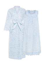 Load image into Gallery viewer, Ice Blue Filigree Bundle: Classic Robe + Gathered Nightgown
