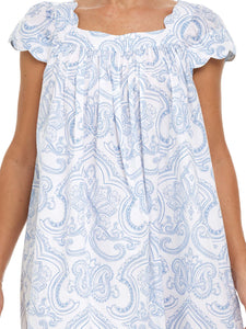 Blue Paisley Cap Sleeve Short Nightgown