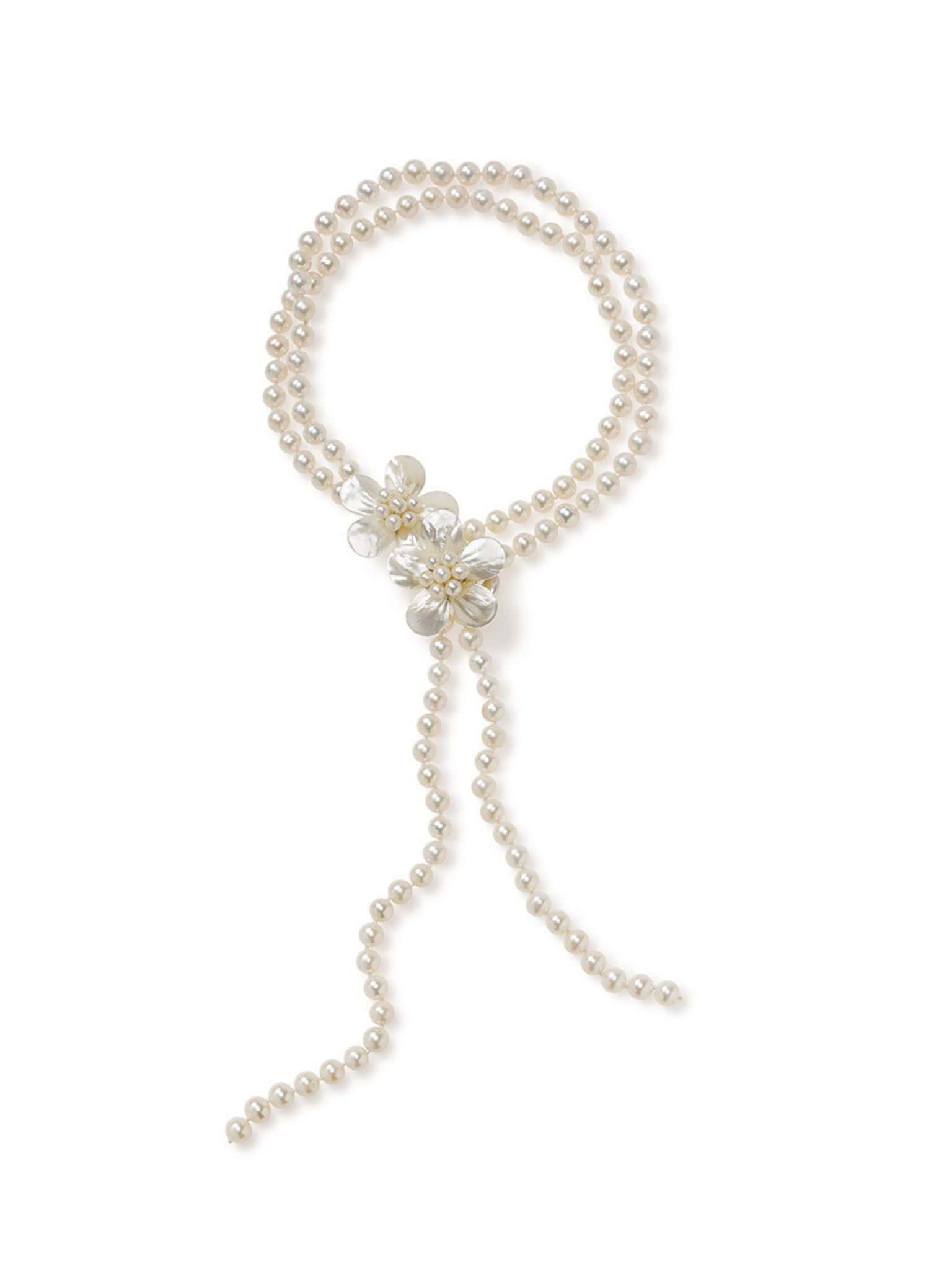 Handmade Flower Necklace Made of Freshwater Pearls/pearl Necklace