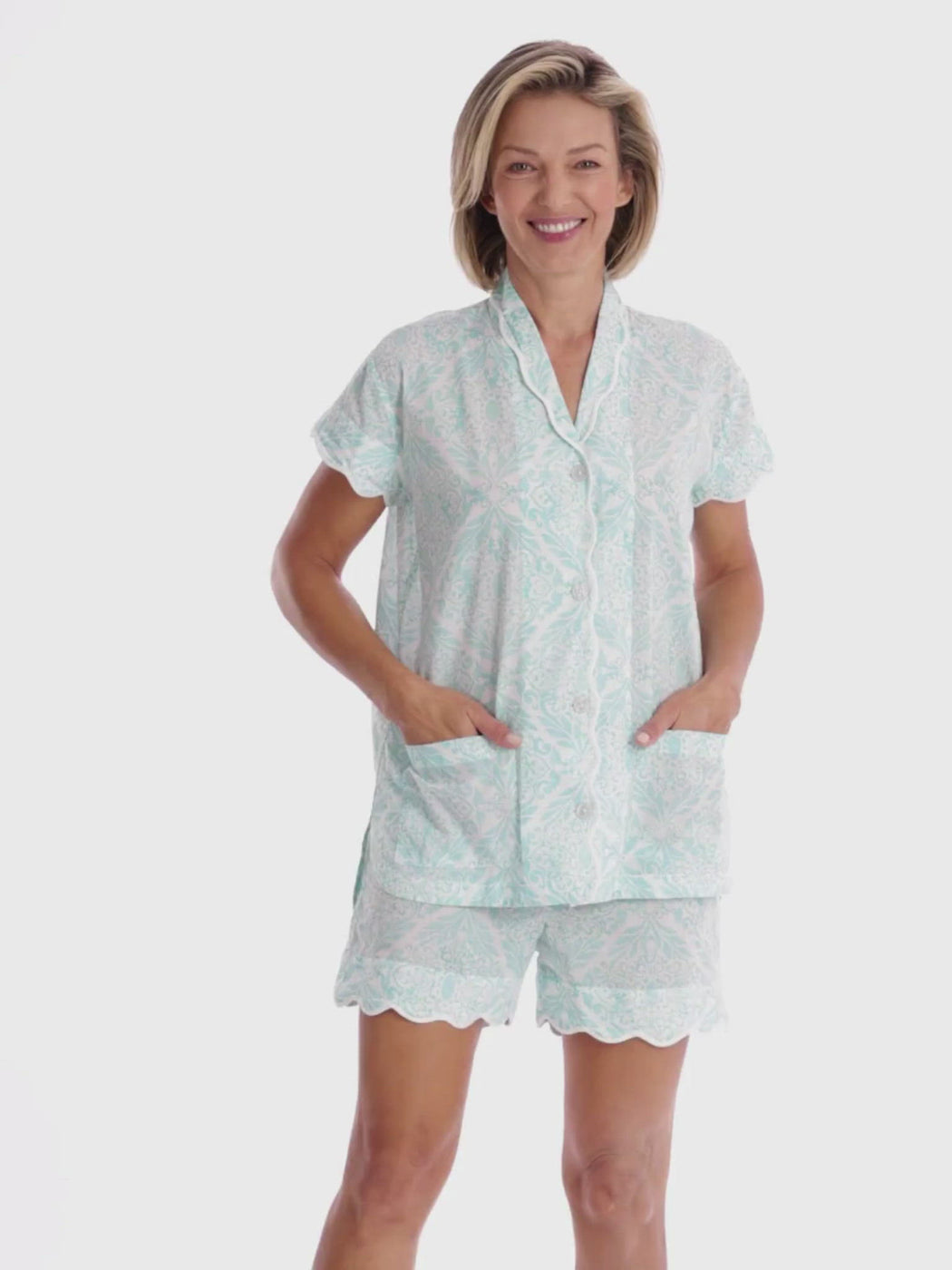 Ice Blue Filigree PJ with Shorts – Heidi Carey